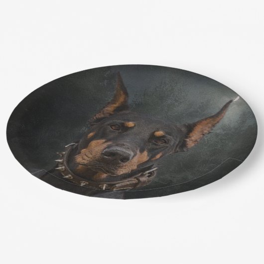 Doberman Pinscher Pappteller (Schrägansicht)