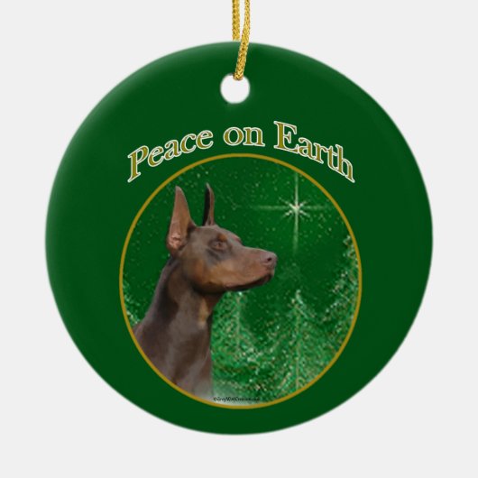 Doberman Pinscher Peace Keramik Ornament (Vorne)