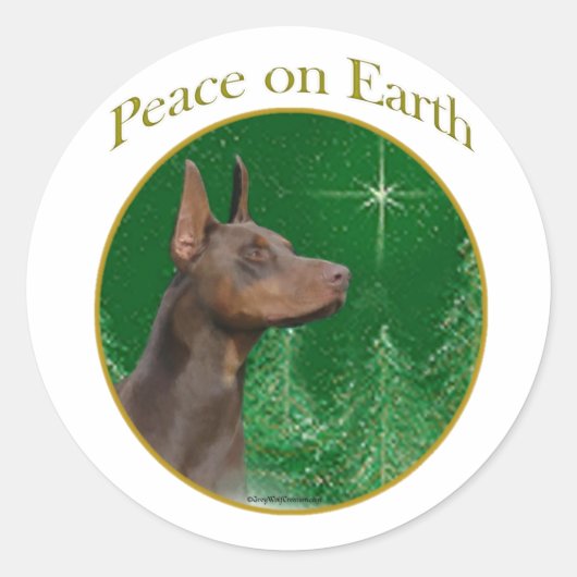 Doberman Pinscher Peace Runder Aufkleber (Vorderseite)