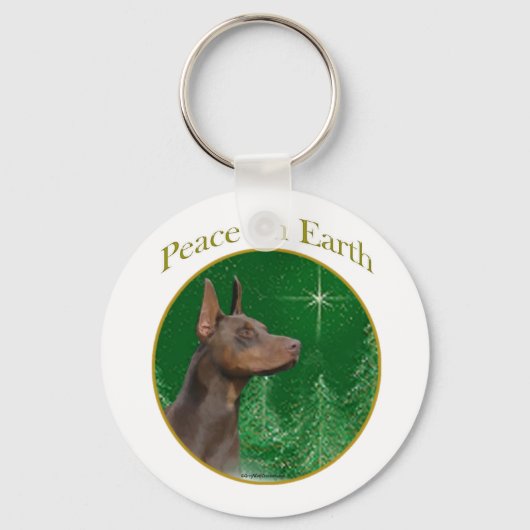 Doberman Pinscher Peace Schlüsselanhänger (Vorderseite)