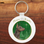 Doberman Pinscher Peace Schlüsselanhänger (Vorderseite)