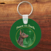 Doberman Pinscher Peace Schlüsselanhänger (Vorderseite)