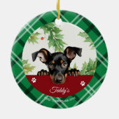 Doberman Pinscher Personalisiert First Christmas Keramik Ornament (Hinten)