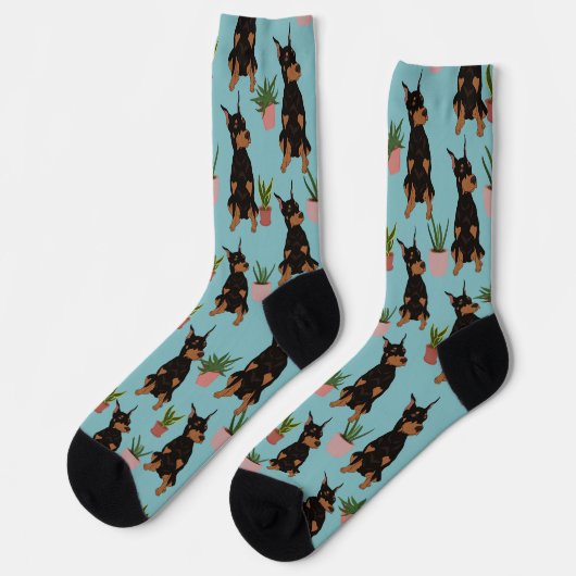 Doberman Pinscher Pflanze Socken (Linkes Detail)