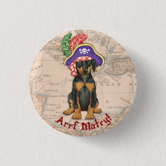 Doberman Pinscher Pirate Button (Vorderseite)