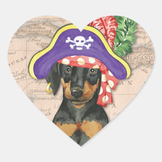 Doberman Pinscher Pirate Herz-Aufkleber (Vorderseite)