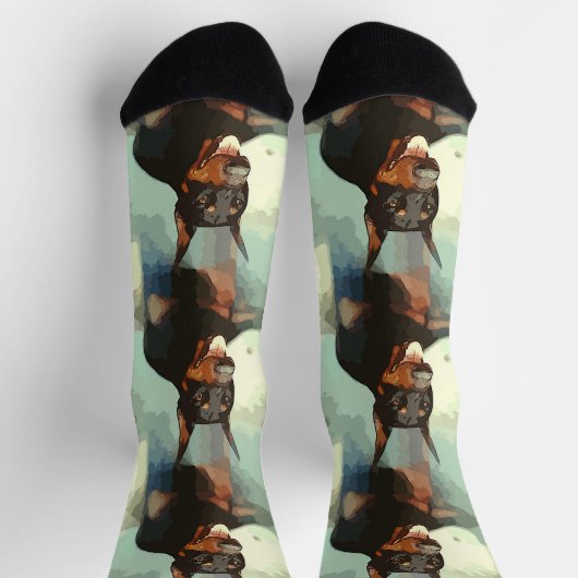 Doberman Pinscher Portrait Socken (Oben)