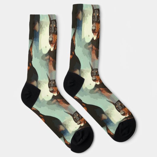 Doberman Pinscher Portrait Socken (Rechts)