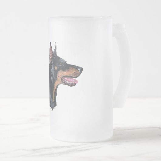 Doberman Pinscher Profil Mattglas Bierglas (VorderseiteRechts)