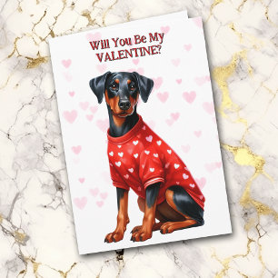 Doberman Pinscher Puppy in Sweater Valentine Feiertagskarte