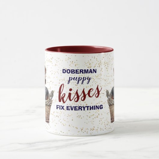 Doberman Pinscher Puppy Kisses Fix Alles Tasse (Zentrum)