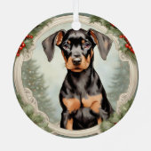 Doberman Pinscher Puppy's First Christmas Ornament (Rückseite)