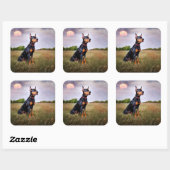 Doberman Pinscher Quadratischer Aufkleber (Blatt)