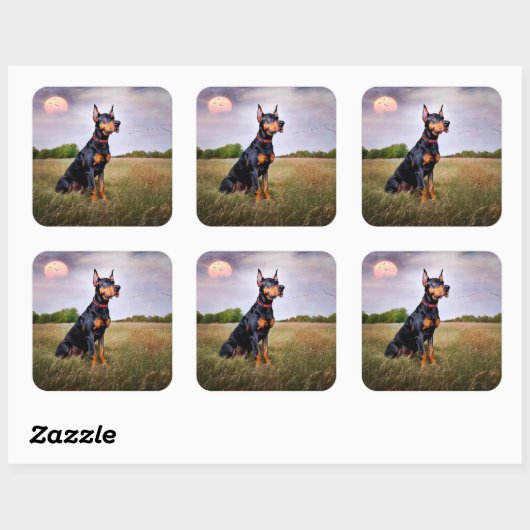 Doberman Pinscher Quadratischer Aufkleber (Blatt)