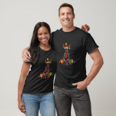 Doberman Pinscher Reindeer Christmas Tree Lights X T-Shirt (Unisex)