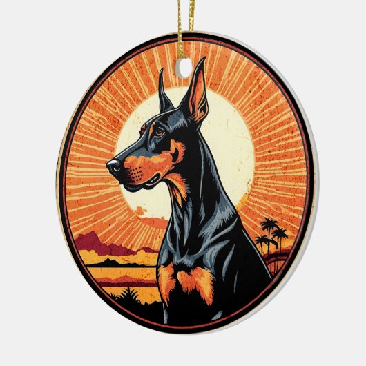 Doberman Pinscher Retro Sunset Dog Lover Keramik Ornament (Links)