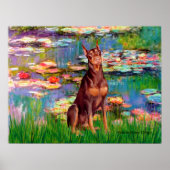 Doberman Pinscher (rot) - Lilies 2 Poster (Vorne)