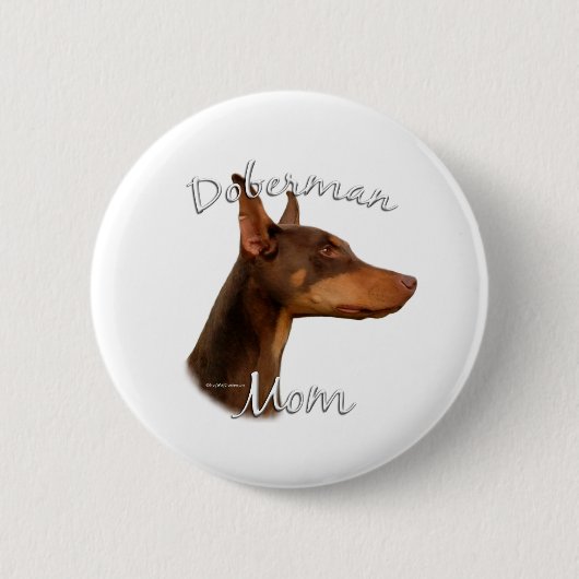 Doberman Pinscher (rot) Mama 2 Button (Vorderseite)
