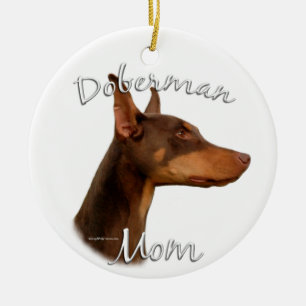 Doberman Pinscher (rot) Mama 2 Keramik Ornament