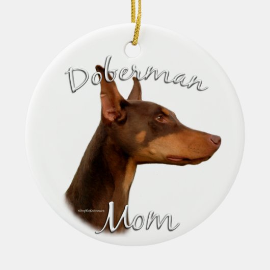 Doberman Pinscher (rot) Mama 2 Keramik Ornament (Vorne)