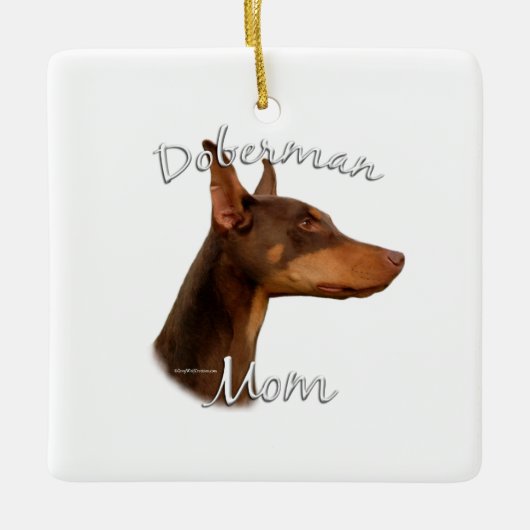 Doberman Pinscher (rot) Mama 2 Keramikornament (Vorderseite)