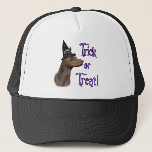 Doberman Pinscher (rot) Trick Truckerkappe (Vorderseite)
