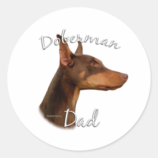 Doberman Pinscher (rot) Vater 2 Runder Aufkleber (Vorderseite)