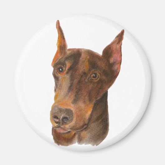 Doberman Pinscher Round Magnet (Vorne)