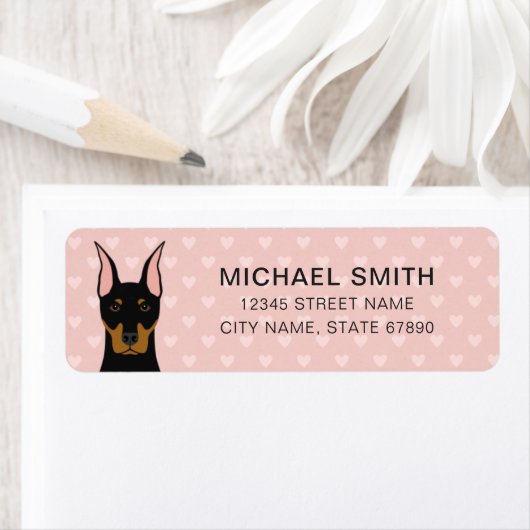 Doberman Pinscher Rücksendeadressen-Aufklebers (Insitu)