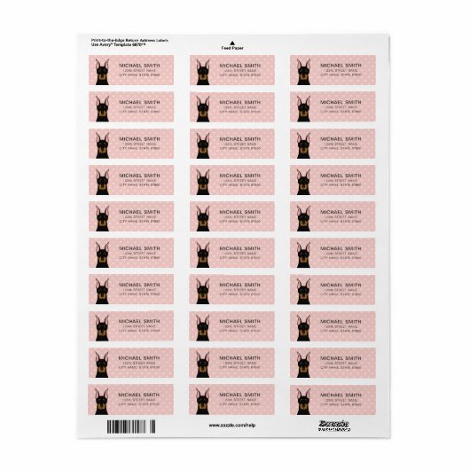 Doberman Pinscher Rücksendeadressen-Aufklebers (Vorne)