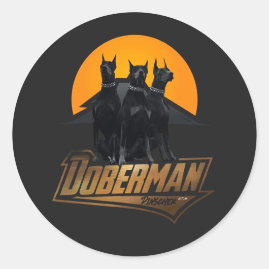 Doberman Pinscher Runder Aufkleber (Vorderseite)