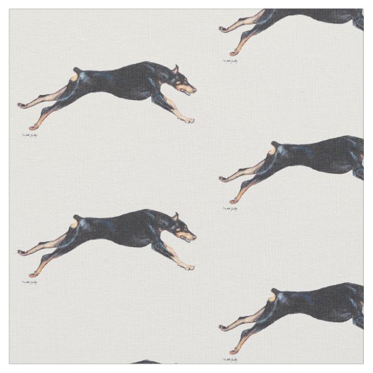 Doberman Pinscher Running Hund Kunstwerk Stoff (Nahaufnahme)