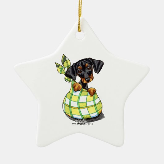 Doberman Pinscher Sack Puppy Keramikornament (Vorne)