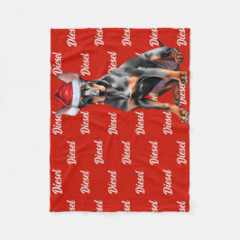 Doberman Pinscher Santa Dog Custom Name Christmas Fleecedecke