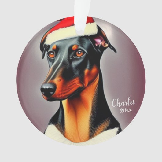 Doberman Pinscher, Santa Dog, Weihnachten Ornament (Vorderseite)