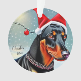Doberman Pinscher, Santa Dog, Weihnachtsschmuck Ornament
