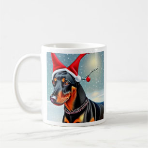 Doberman Pinscher, Santa, Weihnachts-Kaffee-Tasse Kaffeetasse