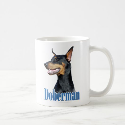 Doberman Pinscher (schwarz) Name Kaffeetasse (Rechts)