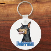 Doberman Pinscher (schwarz) Name Schlüsselanhänger (Rückseite)