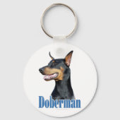 Doberman Pinscher (schwarz) Name Schlüsselanhänger (Rückseite)
