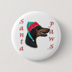 Doberman Pinscher (schwarz) Santa Paws Button