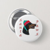 Doberman Pinscher (schwarz) Santa Paws Button (Vorne & Hinten)