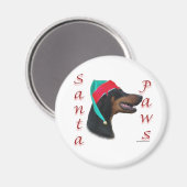 Doberman Pinscher (schwarz) Santa Paws Magnet (Vorderseite/Rückseite)