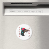 Doberman Pinscher (schwarz) Santa Paws Magnet (In Situ (Geschirrspüler))
