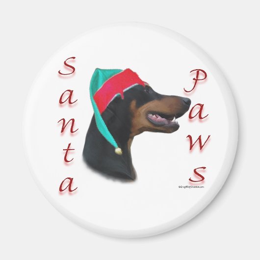 Doberman Pinscher (schwarz) Santa Paws Magnet (Vorne)