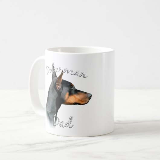 Doberman Pinscher (schwarz) Vater 2 Kaffeetasse (Vorderseite Links)