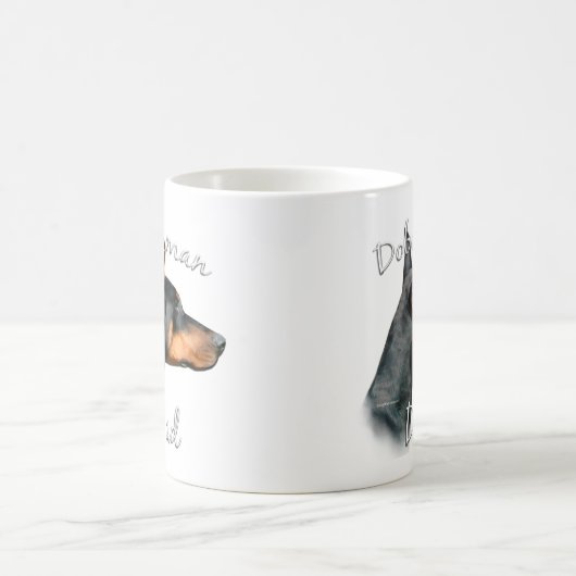 Doberman Pinscher (schwarz) Vater 2 Kaffeetasse (Mittel)