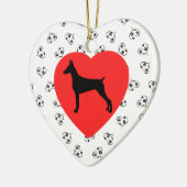 Doberman Pinscher Silhouette mit Herz Keramik Ornament (Links)