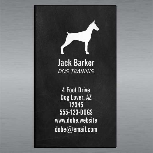 Doberman Pinscher Silhouette | Vertikale Hundezuch Magnetische Visitenkarte