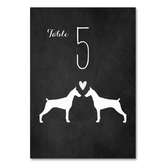 Doberman Pinscher Silhouetten Hochzeitsempfang Tischnummer (Vorderseite)
